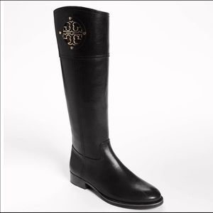 Tory Burch Black Leather Riding Boots